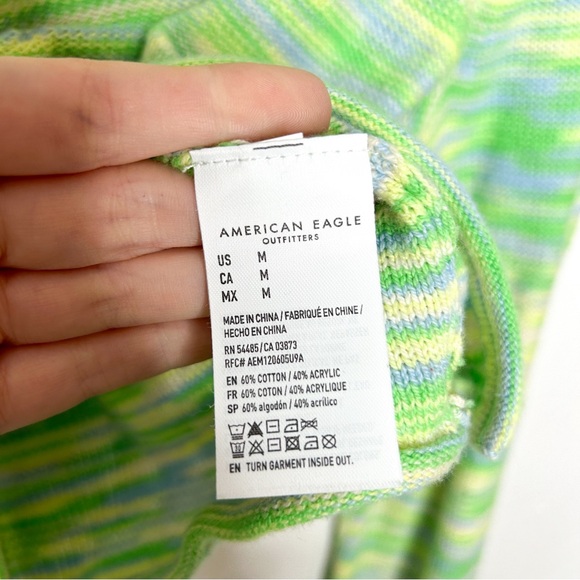 American Eagle Outfitters Retro Green Space Dye Bell Sleeve Knit Sweater Medium‎ - Picture 6 of 7